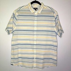 Express Blue and Yellow Casual Button Down Shirt.  A1